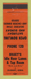 Matchbook Cover - Braet's Idle Hour Lanes Bowling Durant IA