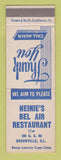Matchbook Cover - Heinie's Bel Air Restaurant Greenville IL