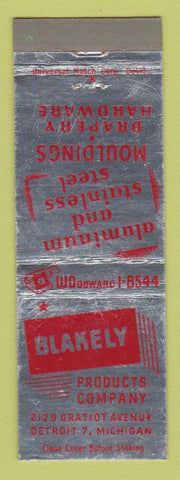 Matchbook Cover - Blakely Aluminum Stainless Steel Moldings Detroit MI WEAR