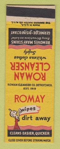 Matchbook Cover - Roman Cleanser Stain Remover Detroit MI