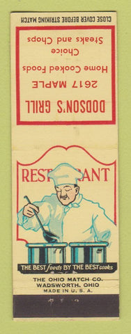 Matchbook Cover - Dodson's Grill