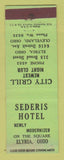Matchbook Cover - Sederis Hotel Elyria OH City Grill Cleveland WEAR