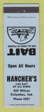 Matchbook Cover - Hancher's Fishing Bait Columbus IN