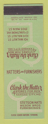 Matchbook Cover - Clark the Hatter Men's Clothes Kansas City MO
