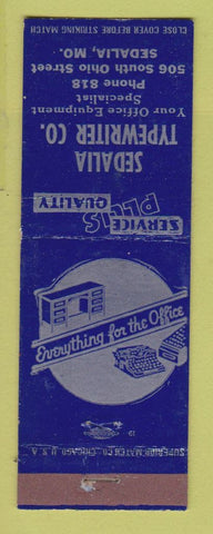 Matchbook Cover - Sedalia Typewriter Company MO office furniture