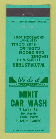Matchbook Cover - Minit Car Wash Oak Park IL