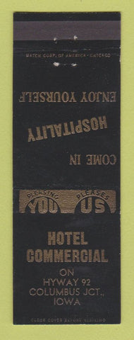 Matchbook Cover - Hotel Commercial Columbus Junction IA