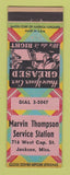 Matchbook Cover - Marvin Thompson Service oil gas Jackson MS