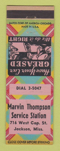 Matchbook Cover - Marvin Thompson Service oil gas Jackson MS