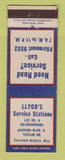Matchbook Cover - Lloyd's Service oil gas Cleveland Heights OH