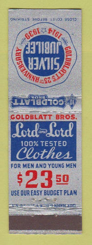 Matchbook Cover - Goldblatt's Men's Clothes Silver Jubilee 1939