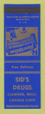 Matchbook Cover - Sid's Drugs Clawson MI