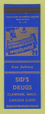 Matchbook Cover - Sid's Drugs Clawson MI