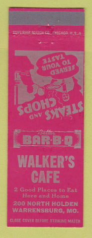Matchbook Cover - Walker's Cafe Warrensburg MO