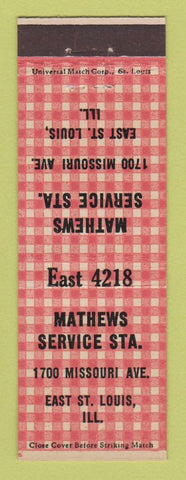 Matchbook Cover - Mathews Service oil gas East St Louis IL