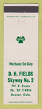 Matchbook Cover - DH Fields Shamrock oil gas Denver Colorado