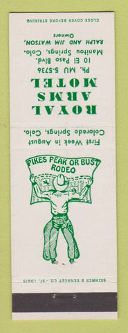 Matchbook Cover - Royal Arms Motel Manitou Springs Colorado Pikes Peak Rodeo