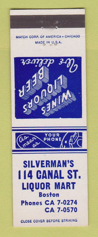 Matchbook Cover - Silverman's 114 Canal St Liquor Mart Boston MA