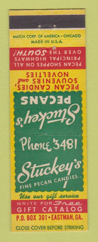 Matchbook Cover - Stukey's Pecan Candy Eastman GA Stores