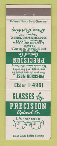 Matchbook Cover - Precision Optical Cleveland OH