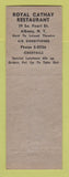 Matchbook Cover - Royal Cathay Chinese Restaurant Albany NY