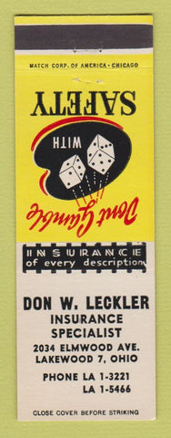 Matchbook Cover - Don Leckler Insurance Lakewood OH