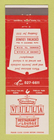 Matchbook Cover - Country Villa Restaurant Lounge Pinellas Park FL