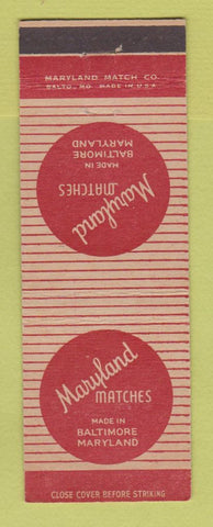 Matchbook Cover - Maryland Match Company Baltimore MD