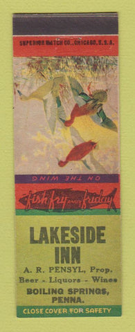 Matchbook Cover - Lakeside Inn Boiling Springs PA
