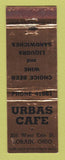 Matchbook Cover - Urbas Cafe Lorain OH