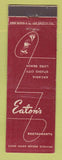 Matchbook Cover - Eaton's Restaurants Arcadia Studio City Long Beach CA