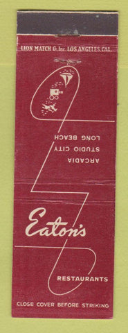 Matchbook Cover - Eaton's Restaurants Arcadia Studio City Long Beach CA