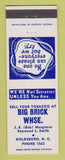 Matchbook Cover - Big Brick Warehouse Tobacco Goldsboro NC buyers