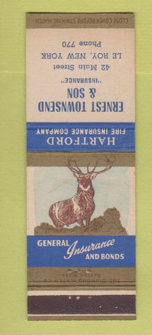 Matchbook Cover - Hartford Insurance Ernest Townsend Le Roy NY