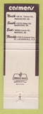 Matchbook Cover - Carmen's Discos Rochester Riverview MI Fort Lauderdale FL