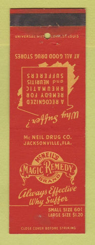 Matchbook Cover - McNeil's Magic Remedy for Rhumatism Jacksonville FL drug WEAR