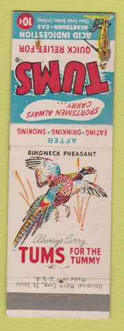 Matchbook Cover - Tums Antacid Ringneck Pheasant