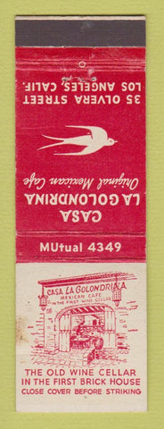 Matchbook Cover - Casa La Golondrina Mexican Cafe Los Angeles CA