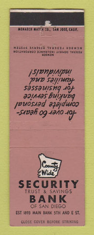 Matchbook Cover - Security Trust Savings Bank San Diego CA WEAR