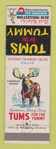 Matchbook Cover - Tums Antacid Canadian Moose