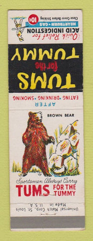 Matchbook Cover - Tums Antacid Brown Bear