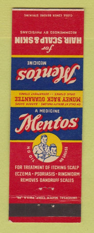 Matchbook Cover - Mentos for Hair Scalp Skin product Philadelphia PA