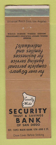 Matchbook Cover - Security Trust Savings Bank San Diego CA WEAR