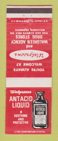 Matchbook Cover - Walgreen's Drug Stores Antacid Liquid DD Bean