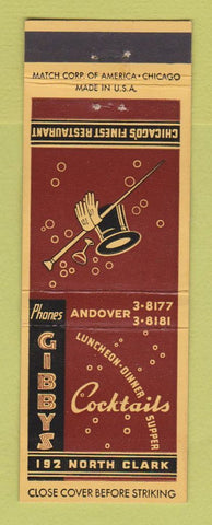 Matchbook Cover - Gibby's Cocktails Restaurant Chicago IL