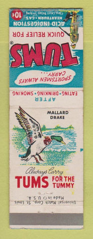 Matchbook Cover - Tums Antacid Mallard Drake Duck