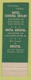 Matchbook Cover - Hotel General Shelby Bristol VA