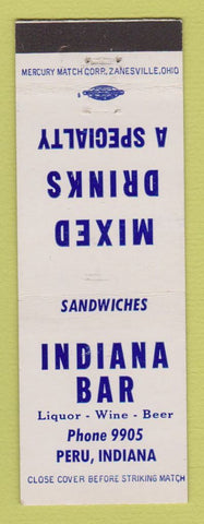 Matchbook Cover - Indiana Bar Peru IN