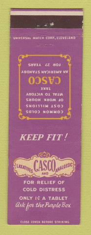 Matchbook Cover - Casco Laxatives Analgesic for Colds drug