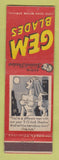 Matchbook Cover - Gem Razor Blades American Razor Brooklyn NY WWII